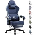 GTPLAYER Executive Office Chair Big and Tall Leather Gaming Chair with Pocket Spring Cushion &amp; Ergonomic Lumbar Support for Lower Back Pain Relief, Comfy Desk Chair with Footrest, Deep-Blue