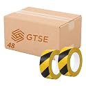 GTSE 1 inch x 108 ft Black & Yellow PVC Vinyl Floor Tape, 48 Rolls, Safety Marking Tape, 6 mil Thick, Suitable for Dance Floors, Gyms, Warehouses, Sports Facilities