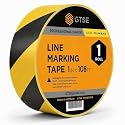 GTSE 1 inch x 108 ft Black & Yellow PVC Vinyl Floor Tape, Safety Marking Tape, 6 mil Thick, Suitable for Dance Floors, Gyms, Warehouses, Sports Facilities