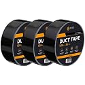 GTSE Black Duct Tape, 2 in x 55 yd (164 ft), Heavy Duty Waterproof, 3 Rolls