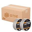 GTSE Silver Duct Tape, 2 Inches x 55 Yards (164 ft), Heavy Duty, Waterproof Repair Tape for Indoor or Outdoor Use, 24 Rolls