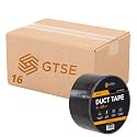 GTSE Wide Duct Tape, Black, 3 Inches x 55 Yards (164 ft), Heavy Duty, Waterproof Repair Tape for Indoor or Outdoor Use, 16 Roll