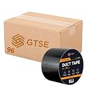 GTSE Wide Duct Tape, Black, 4 Inches x 55 Yards (164 ft), Heavy Duty, Waterproof Repair Tape for Indoor or Outdoor Use, 96 Rolls