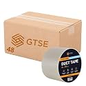 GTSE Wide Duct Tape, Clear, 4 Inches x 55 Yards (164 ft), Heavy Duty, Waterproof Repair Tape for Indoor or Outdoor Use, 48 Rolls