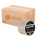 GTSE Wide Duct Tape, Clear, 4 Inches x 55 Yards (164 ft), Heavy Duty, Waterproof Repair Tape for Indoor or Outdoor Use, 24 Rolls