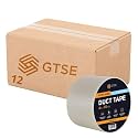 GTSE Wide Duct Tape, Clear, 4 Inches x 55 Yards (164 ft), Heavy Duty, Waterproof Repair Tape for Indoor or Outdoor Use, 12 Rolls