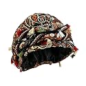 Gturytr Turban for Men Vintage Twist Head Wraps Durag Satin Lined Halo Turban for Women Modal and Satin Scarf Tie