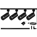 GU10 LED Track Lighting Kit with 3.28FT H‑Type Track Rail Black 4 Heads