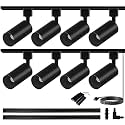 GU10 LED Track Lighting Kit with 3.28FT H‑Type Track Rail Black 8 Heads
