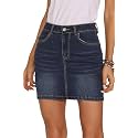 GUANYY Womens Denim Mini Skirt-Casual Stretch Slim High Waisted Jean Skirts