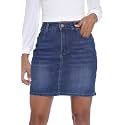 GUANYY Womens Denim Mini Skirt-Casual Stretch Slim High Waisted Jean Skirts