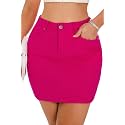 GUANYY Womens Denim Mini Skirt-Casual Stretch Slim High Waisted Jean Skirts