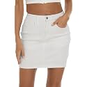 GUANYY Womens Denim Mini Skirt-Casual Stretch Slim High Waisted Jean Skirts