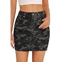 GUANYY Womens Denim Mini Skirt-Casual Stretch Slim High Waisted Jean Skirts