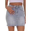 GUANYY Womens Denim Mini Skirt-Casual Stretch Slim High Waisted Jean Skirts