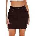 GUANYY Womens Denim Mini Skirt-Casual Stretch Slim High Waisted Jean Skirts