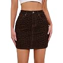 GUANYY Womens Denim Mini Skirt-Casual Stretch Slim High Waisted Jean Skirts