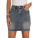 GUANYY Womens Denim Mini Skirt-Casual Stretch Slim High Waisted Jean Skirts