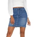 GUANYY Womens Denim Mini Skirt-Casual Stretch Slim High Waisted Jean Skirts