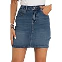 GUANYY Womens Denim Mini Skirt-Casual Stretch Slim High Waisted Jean Skirts