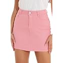 GUANYY Womens Denim Mini Skirt-Casual Stretch Slim High Waisted Jean Skirts