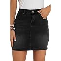 GUANYY Womens Denim Mini Skirt-Casual Stretch Slim High Waisted Jean Skirts