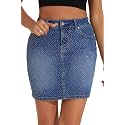 GUANYY Womens Denim Mini Skirt-Casual Stretch Slim High Waisted Jean Skirts