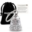 Guardian Bell This Bike Protected by Good Luck Bell w/Keyring &amp; Black Velvet Gift Bag | Motorcycle Bell | Lead-Free Pewter | Made in USA