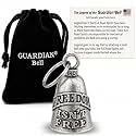 Guardian Bell Freedom Isn’t Free Good Luck Bell w/Keyring &amp; Black Velvet Gift Bag | Motorcycle Bell | Lead-Free Pewter | Good Luck Gift to Friends &amp; Family | Bike Bell | Made in USA