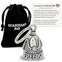 Guardian Bell Freedom Rider Good Luck Bell w/Keyring &amp; Black Velvet Gift Bag | Motorcycle Bell | Lead-Free Pewter | Made in USA