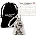 Guardian Bell Support Our Troops Good Luck Bell w/Keyring &amp; Black Velvet Gift Bag | Motorcycle Bell | Lead-Free Pewter | Made in USA