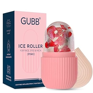 gubb ice roller for faceeyes amp neck  face ice roller ice roller for face massager reusable silicone facial ice roller for glowing amp tighten skin pink