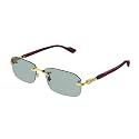 Gucci GG1221S 003 Gold/Green Rectangular Men's Sunglasses