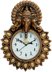 gudki analog 35 cm x 25 cm wall clock brown with glass standard