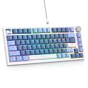 Guffercty kred 75% Percent Blue Keyboard Gasket Mount with Knob, Hot-swappable RGB Wired Mechanical Gaming Keyboard Programmable for Mac/Win (82 Sea Fog Blue)