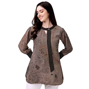 Gufrina Womens Georgette Apple Cut Short Kurti