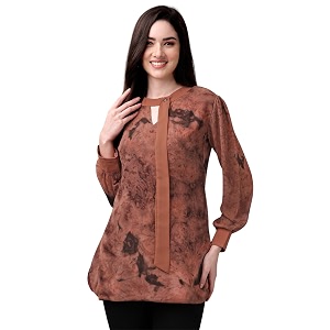 Gufrina Womens Georgette Apple Cut Short Kurti