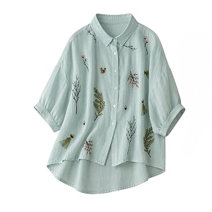 Gufrina Women Designer Botanical Embroidered Korean Style