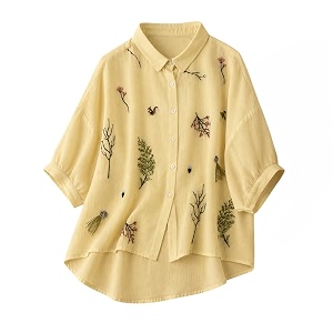 Gufrina Women Designer Botanical Embroidered Korean Style