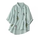Gufrina Women Designer Botanical Embroidered Korean Style