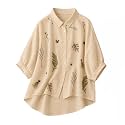 Gufrina Women Designer Botanical Embroidered Korean Style