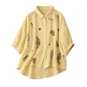 Gufrina Women Designer Botanical Embroidered Korean Style