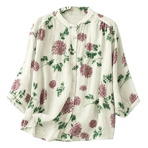 Gufrina Womens Light Rose Floral Printed Button