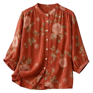 Gufrina Womens Light Rose Floral Printed Button