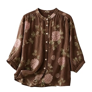 Gufrina Womens Light Rose Floral Printed Button