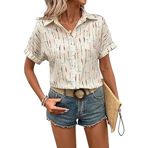Gufrina Womens Short Sleeve Button Down Shirt