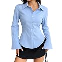Gufrina Womens Solid Formal Casual Button Down