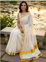 Gugaliya Woven SolidPlain Kasavu Handloom Pure Cotton