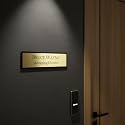 Gugan's Customized Self Adhesive Acrylic Name Plate | Black Acrylic and Gold Engraving Sheet with Vinyl Lettering | Custom Name Plate For Home, Office and Outdoor Entrance (12 x 4 Inch, Golden)