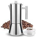 Gugxiom Stovetop Espresso Maker, 12Cup 17.5 oz Moka Pot, Stainless Steel Italian Coffee Machine Maker, Cuban and Italian Coffee Maker, Coffee Gift for Home Travel